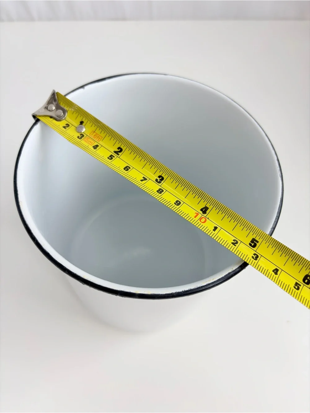 2 Piece Canister Set Vintage Inspired White & Enamel Black Rim Round Tin Storage